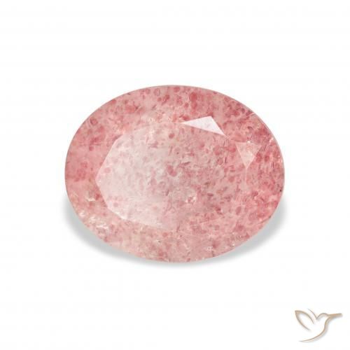 Quartz fraise Rose bubblegum naturelle ovale, 3.36 ct, Transparent
