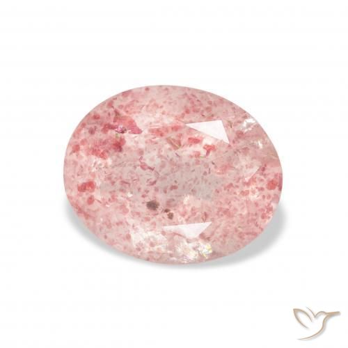 Quartz fraise Rose clair naturelle ovale, 3.22 ct, Transparent