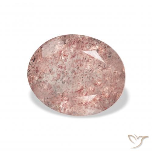 Quartz fraise Bois de rose léger naturelle ovale, 3.21 ct, Transparent