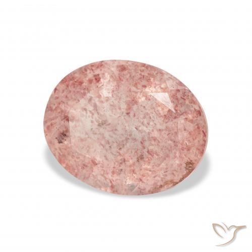 Quartz fraise Orange rose naturelle ovale, 3.65 ct, Transparent