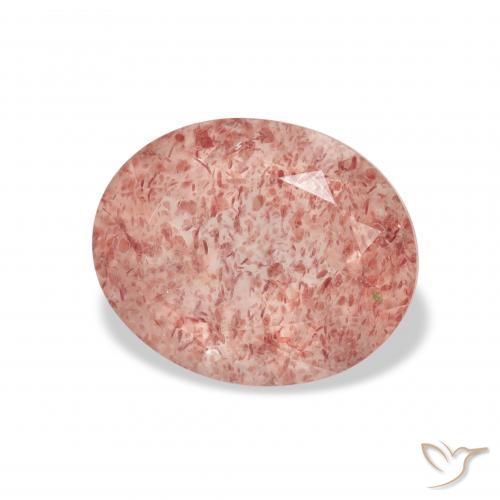 Quartz fraise Rose moyen naturelle ovale, 3.29 ct, Transparent