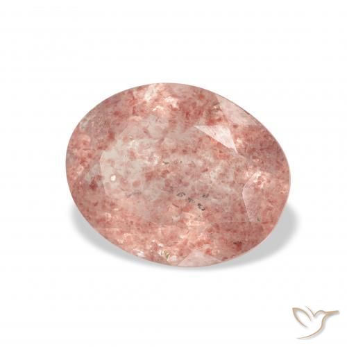 Quartz fraise Rose orangé naturelle ovale, 2.94 ct, Transparent
