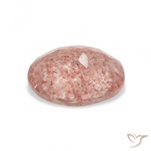 Quartz fraise Rose orangé naturelle ovale, 2.94 ct, Transparent