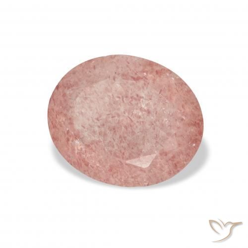Quartz fraise Rose terreux naturelle ovale, 3.68 ct, Transparent