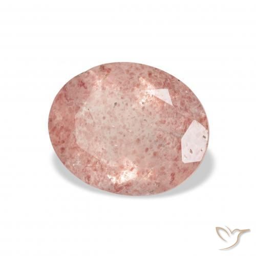 Quartz fraise Rose terreux naturelle ovale, 3.13 ct, Transparent
