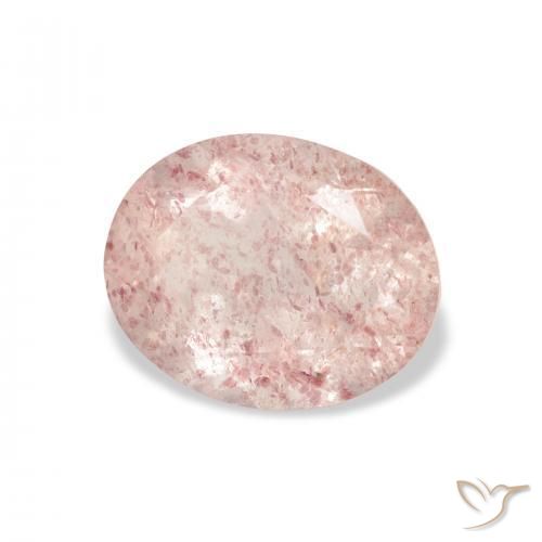 Quartz fraise Rose clair naturelle ovale, 3.40 ct, Transparent