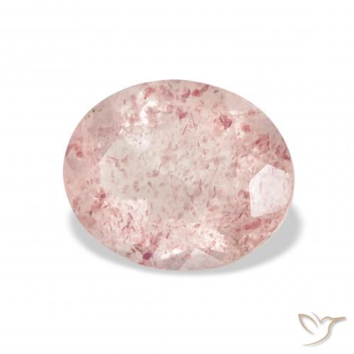 Quartz fraise Rose clair naturelle ovale, 3.42 ct, Transparent