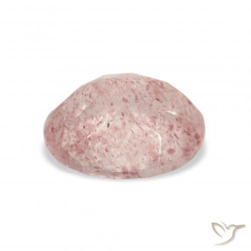 Quartz fraise Rose clair naturelle ovale, 3.42 ct, Transparent