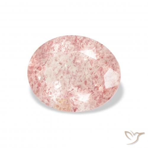 Quartz fraise Rose clair naturelle ovale, 3.12 ct, Transparent