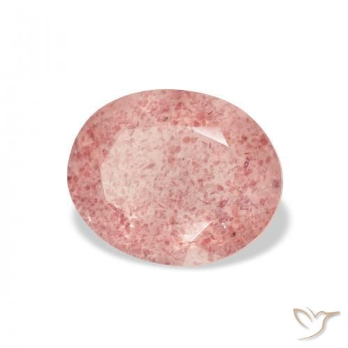 Quartz Fraise Medium Light-Pink naturelle ovale, 3.19 ct, Transparent