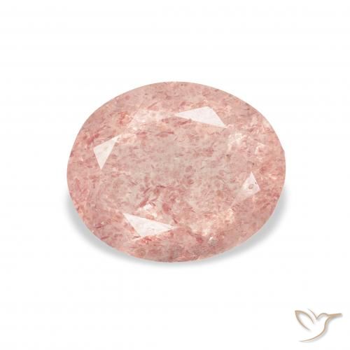 Quartz Fraise Rose clair naturelle ovale, 3.09 ct, Transparent