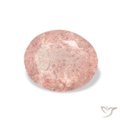 Quartz Fraise Rose clair naturelle ovale, 3.09 ct, Transparent
