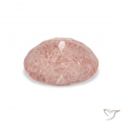 Quartz Fraise Rose clair naturelle ovale, 3.09 ct, Transparent