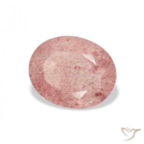 Quartz Fraise Rose léger naturelle ovale, 2.90 ct, Transparent