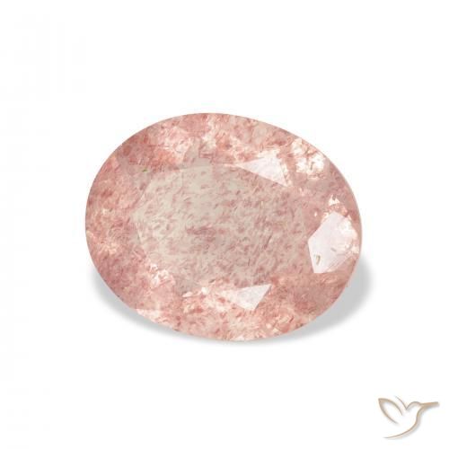 Quartz fraise Rose clair naturelle ovale, 2.84 ct, Transparent