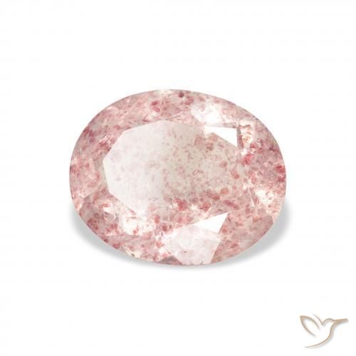 Quartz fraise Rose moyen naturelle ovale, 2.96 ct, Transparent