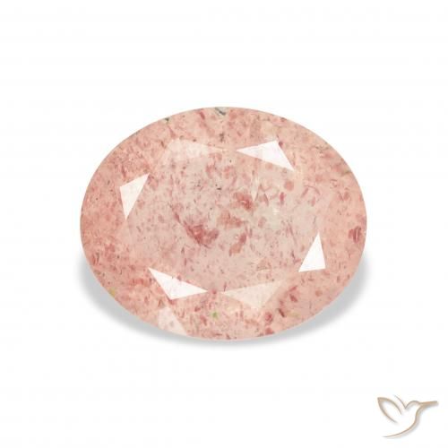 Quartz Fraise Rose clair naturelle ovale, 3.09 ct, Transparent