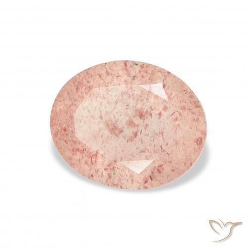 Quartz Fraise Rose clair naturelle ovale, 3.09 ct, Transparent