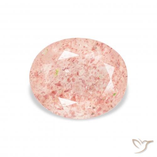 Quartz Fraise Rose clair naturelle ovale, 3.17 ct, Transparent