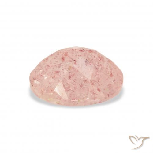 Quartz Fraise Rose clair naturelle ovale, 3.17 ct, Transparent