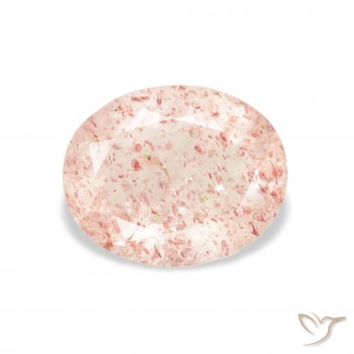 Quartz Fraise Rose clair naturelle ovale, 2.91 ct, Transparent