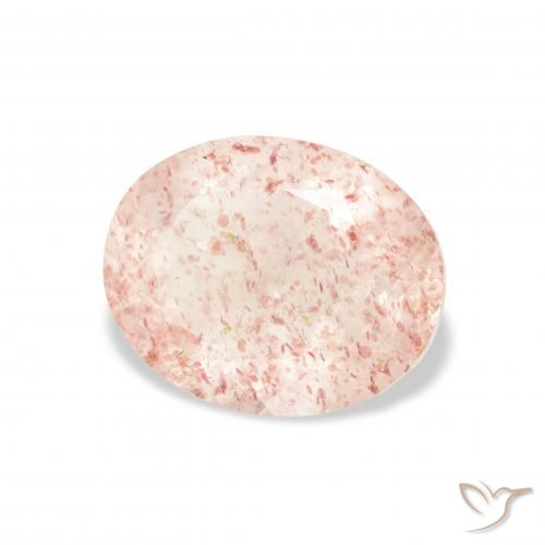 Quartz Fraise Rose clair naturelle ovale, 2.91 ct, Transparent