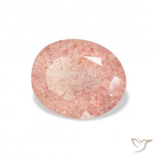 Quartz fraise Rose clair naturelle ovale, 2.94 ct, Transparent