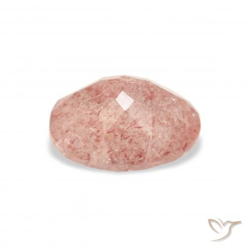 Quartz fraise Rose clair naturelle ovale, 2.94 ct, Transparent