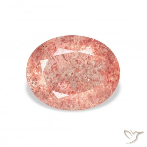 3.34ct Naturel Rose framboise Quartz fraise, ovale, Transparent