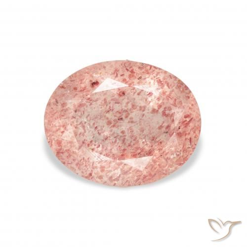 Quartz Fraise Rose clair naturelle ovale, 3.28 ct, Transparent