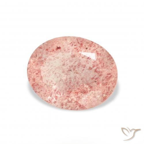 Quartz Fraise Rose clair naturelle ovale, 3.28 ct, Transparent