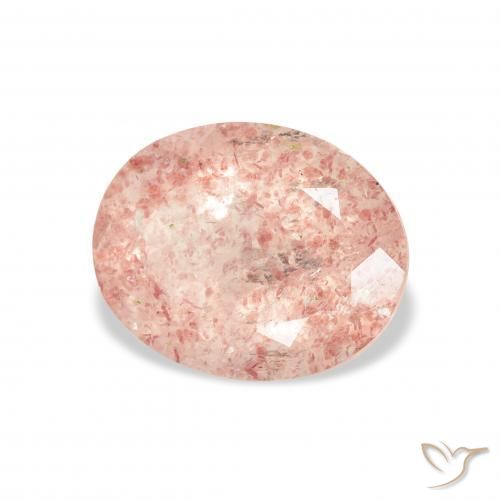 Quartz fraise Rose clair naturelle ovale, 3.36 ct, Transparent