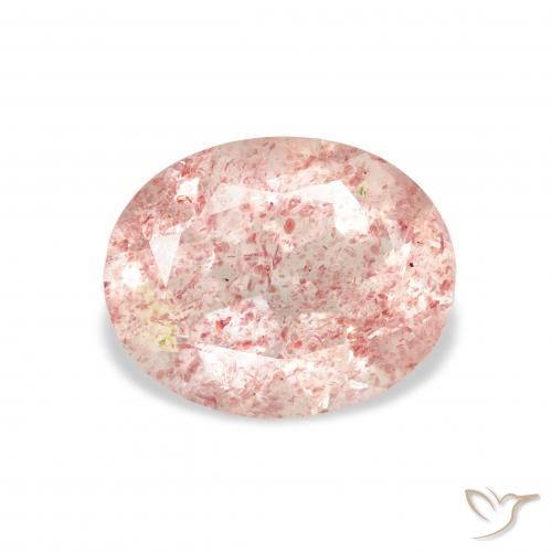 Quartz Fraise Rose clair naturelle ovale, 3.16 ct, Transparent