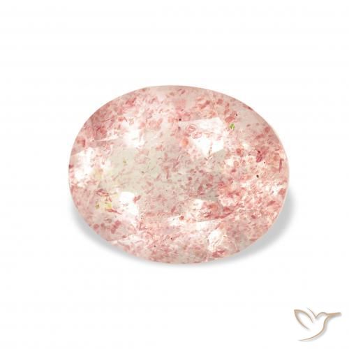 Quartz Fraise Rose clair naturelle ovale, 3.16 ct, Transparent