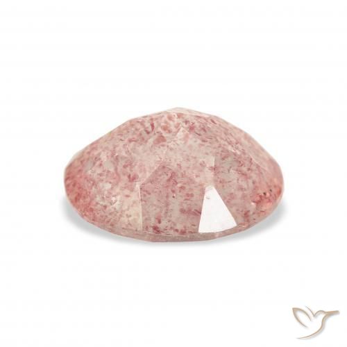 Quartz Fraise Rose clair naturelle ovale, 3.16 ct, Transparent