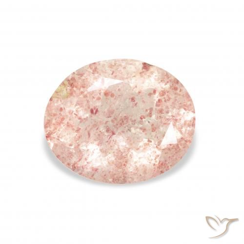 Quartz Fraise Rose clair naturelle ovale, 2.85 ct, Transparent