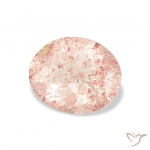 Quartz Fraise Rose clair naturelle ovale, 2.85 ct, Transparent