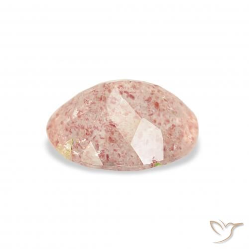 Quartz Fraise Rose clair naturelle ovale, 2.85 ct, Transparent