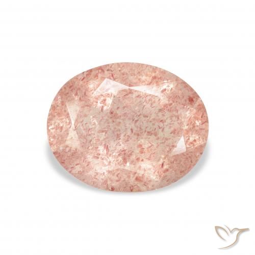 Quartz Fraise Rose clair naturelle ovale, 3.06 ct, Transparent
