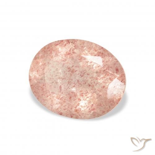 Quartz Fraise Rose clair naturelle ovale, 3.06 ct, Transparent