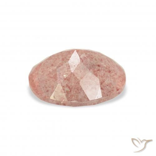 Quartz Fraise Rose clair naturelle ovale, 3.06 ct, Transparent