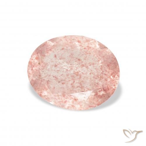 Quartz Fraise Flamant rose naturelle ovale, 2.90 ct, Transparent