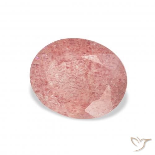 Quartz fraise Rose naturelle ovale, 3.35 ct, Transparent