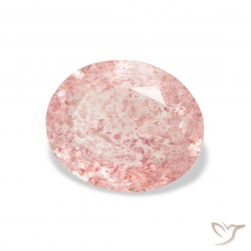 Quartz fraise Rose terreux naturelle ovale, 2.98 ct, Transparent