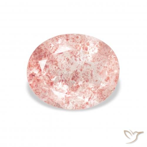 Quartz Fraise Rose clair naturelle ovale, 3.20 ct, Transparent
