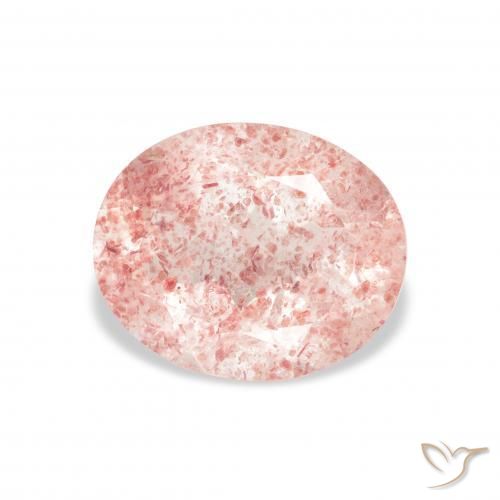 Quartz Fraise Rose clair naturelle ovale, 3.20 ct, Transparent