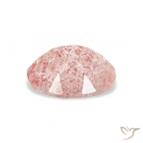 Quartz Fraise Rose clair naturelle ovale, 3.20 ct, Transparent