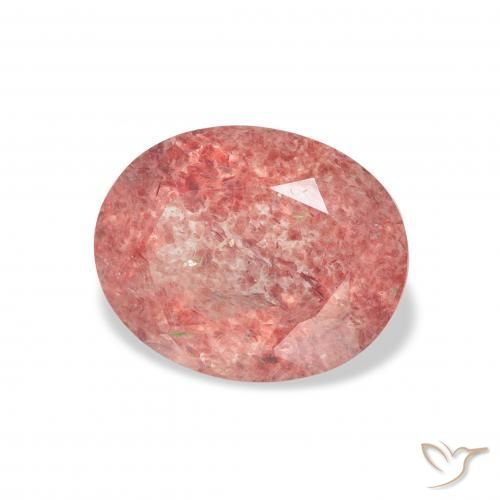 Quartz fraise Rose framboise naturelle ovale, 3.48 ct, Transparent