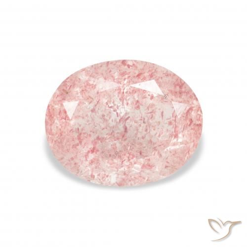 Quartz Fraise Rose clair naturelle ovale, 3.51 ct, Transparent