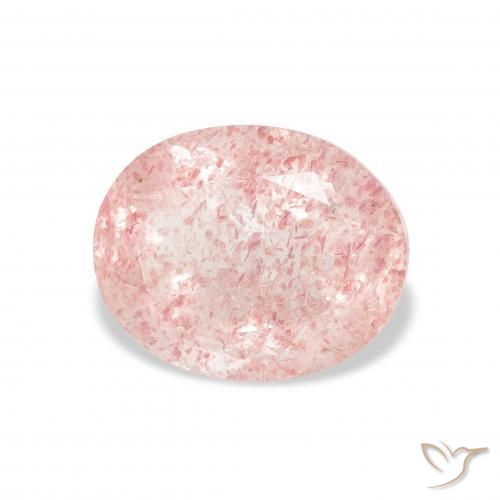 Quartz Fraise Rose clair naturelle ovale, 3.51 ct, Transparent